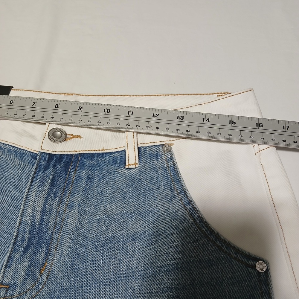 Oneso Los Angeles Jeremy MR 2 Tone WL Wide Leg Jeans White Blue Size 29 BYW8170 - Picture 7 of 12